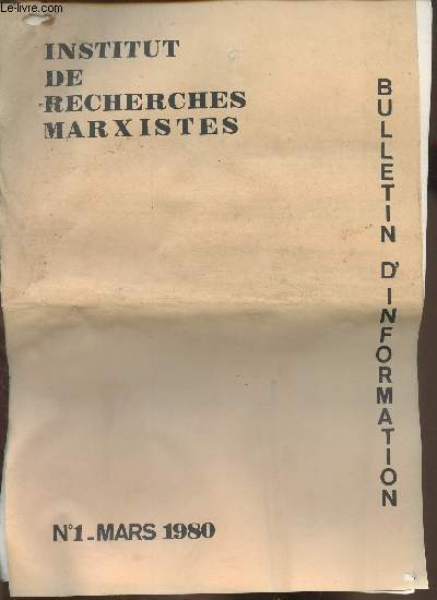Bulletin d'information n1- Mars 1980