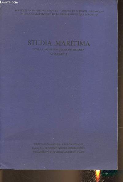 Studia Maritima Volume I