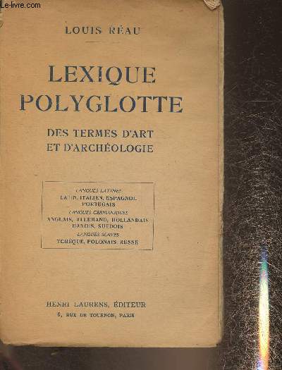 Lexique polyglotte des termes d'art et d'archologie- Langues latines, germaniques et slaves