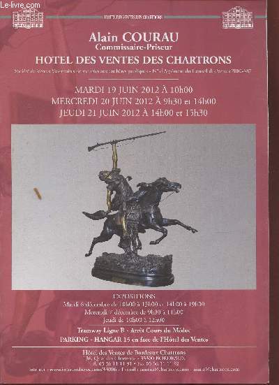 Dpliant de vente aux enchres/ Hotel des ventes des chartrons/ 19-20-21 juin 2012- Mobilier, dcorations