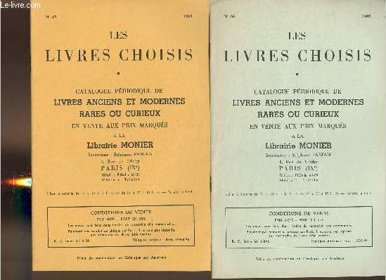 Catalogue de la librairie Monier n65-66 1965- Les livres choisis