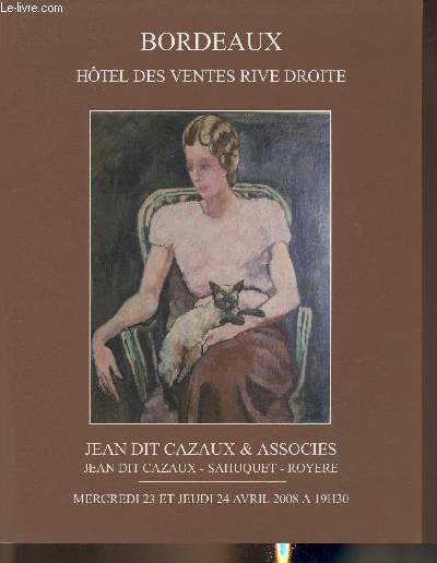 Catalogue de vente aux enchres/hotel des ventes rive droite Bordeaux- 23-24 avril 2008-Faences et porcelaines, Tableaux, Art dco, Art nouveau, Meubles, etc