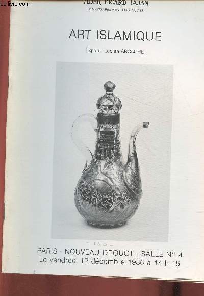 Catalogue de vente aux enchres/Nouveau Drouot, salle 4-12 dcembre 1986- Art islamique