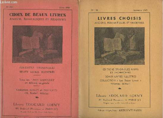 Catalogues de la Librairie Edouard Loewy- n150 153 (4 volumes)