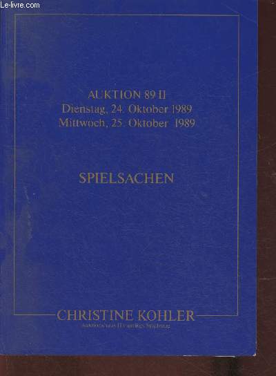 Catalogue de vente aux enchres/Auktion 89 II- 24-25 Octobre 1989