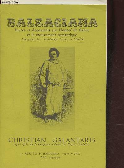 Catalogue/Balzagiana, livres et documents sur Honor de Balzac et le mouvement romantique