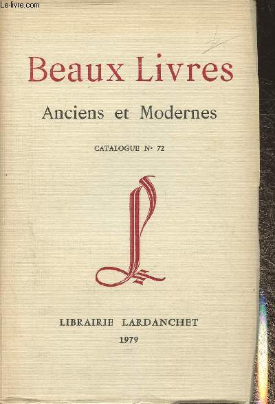 Catalogue de la librairie Lardanchet n72-1979