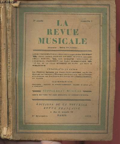 La revue musicale n1 et 2 (2 volumes)