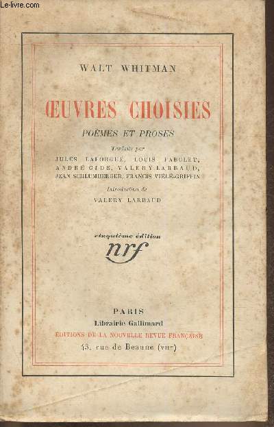 Oeuvres choisies pomes et proses