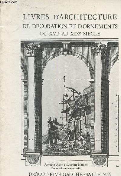Catalogue de vente aux enchres/9 novembre 1979- Drouot rive gauche salle 6- Livres d'archtecture de dcoratin et d'ornements