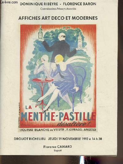 Catalogue de vente aux enchres/19 novembre 1992- Drouot Richelieu- Affiches art deco et modernes