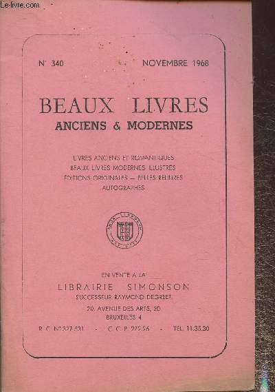 Catalogue de Beaux livres anciens et modernes, autographes, etc- Librairie Raoul Simonson n340