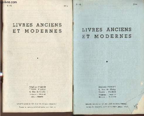 Catalogue de livres anciens et modernes- Stphane Pabian- n91 et 92- 1974 (2 volumes)