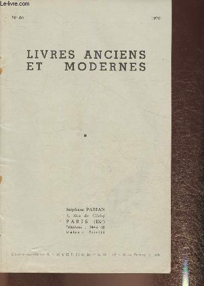 Catalogue de livres anciens et modernes- Stphane Pabian- n80-1970