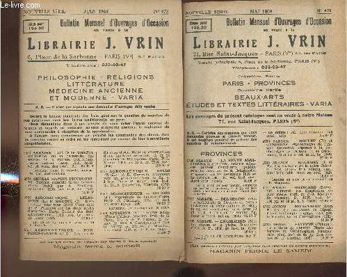 Lot de Bulletins de la librairie J. Vrin- n471 et 472 (2 volumes)