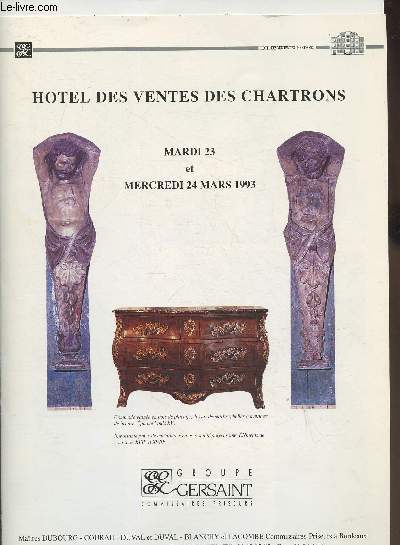 Dpliant de vente aux enchres/23-24 mars 1993-Hotel des ventes des Chartrons