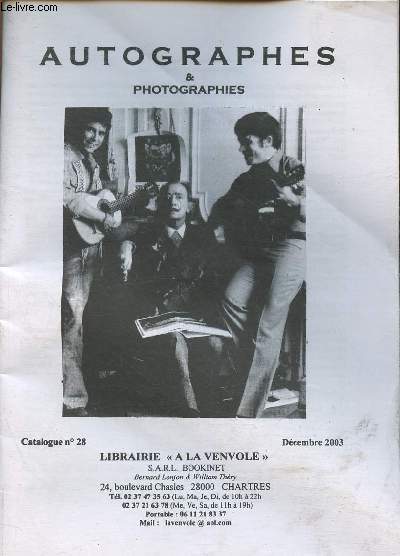 Catalogue Librairie A la Venvole- n28- Dcembre 2003- Autographes et photos