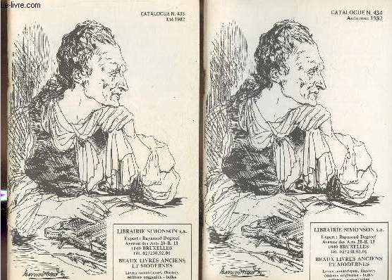 2 Catalogues De la librairie Simonson n433-434- Et, Automne 1982