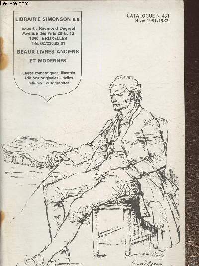 Catalogue De la librairie Simonson n431- Hiver 1981-1982