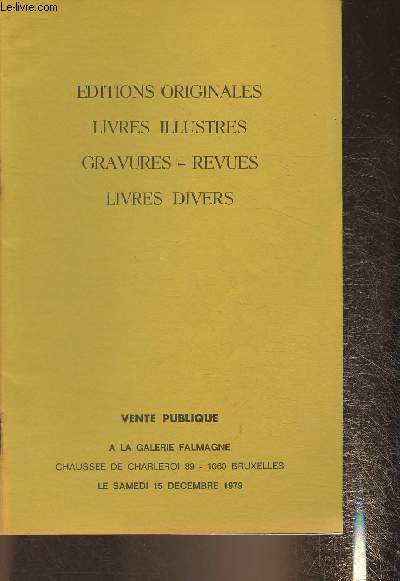 Catalogue de vente aux enchres/ Galerie Falmagne- le 15 Dcembre 1979- Editions originales, livres illustrs, gravures, etc
