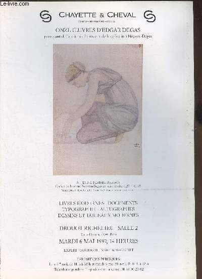 Brochure de vente aux enchres/Le6 mai 1997- Drouot Richelieu, salle 2 - Onze oeuvres d'Edgar Degas