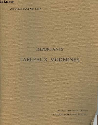 Catalogue de vente aux enchres/Le 9 mai 1979- Importants tableaux modernes