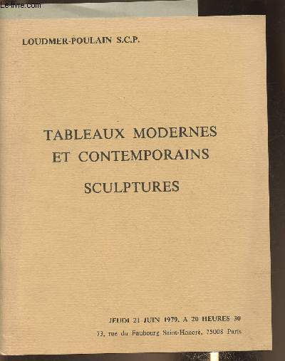Calendrier de vente aux enchres/Le 21 Juin 1979- Tableaux modernes et contemporains, sculptures