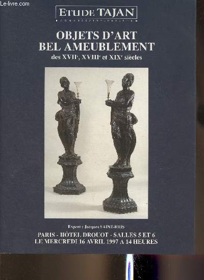 Catalogue de vente aux enchres/objet d'art, bel ameublement-Hotel Drouot, salle 5 et 6- 16 avril 1997