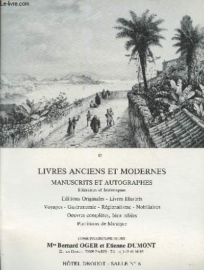 Catalogue de vente aux enchres/Livres anciens et modernes, manuscrits et autographes- Hotel Drouot, salle 6- 5 juillet 1993