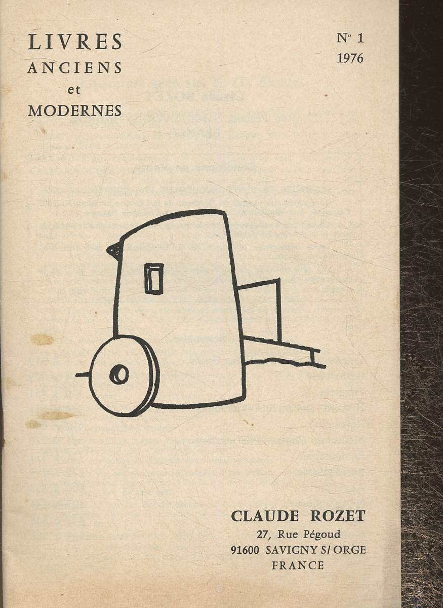 Catalogue Claude Rozet n1- 1976- Livres anciens et modernes