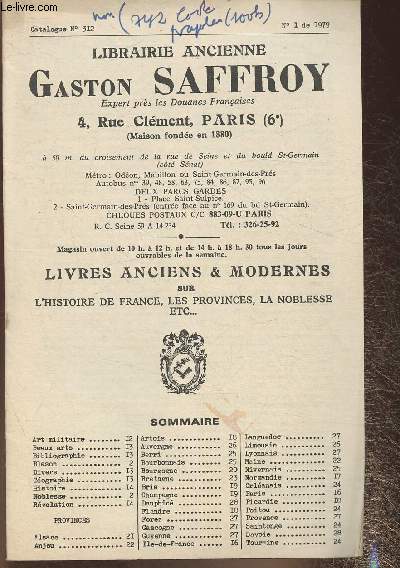 Catalogue gaston Saffroy n1 de 1979 (n312)- Livres anciens et modernes