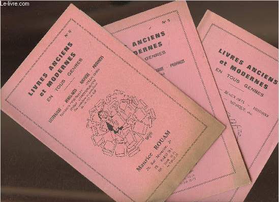 Catalogues Maurice Rouam n4,5 et 6 (3 volumes)-Livres anciens et modernes en tous genres