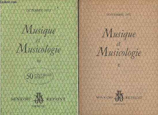 2 catalogues/ Musique et musicologie tomes II et III