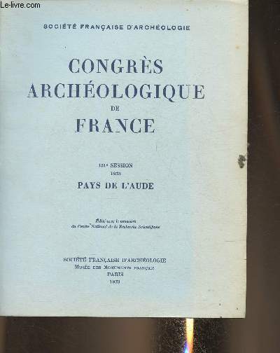 Congrs archologique de France 131re session 1973 Pays de l'Aude