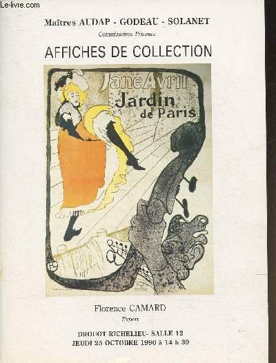Catalogue de vente aux enchres/ Affiches de collection Drouot richelieu, salle 12- 25 octobre 1990