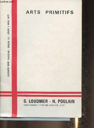 Catalogue de vente aux enchres- Drouot rive gauche- 5 mai 1977- Arts primitifs