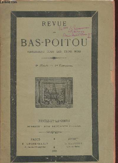 Revue du Bas-Poitou- 9e anne, 1re livraison