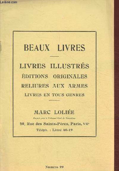 Catalogue de beaux livres chez Marc Lolie n99