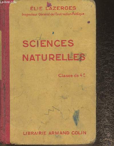 Sciences naturelles- classes de 4e A et B- programmes du 11 avril 1938