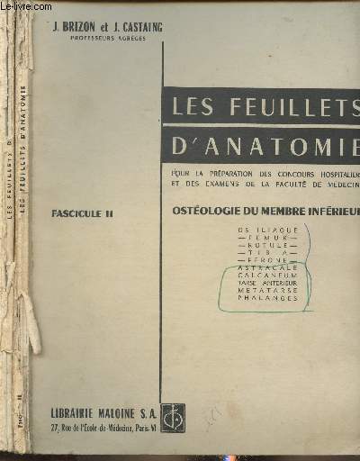 Les feuillets d'anatomie Fascicules II et III (2 volumes)