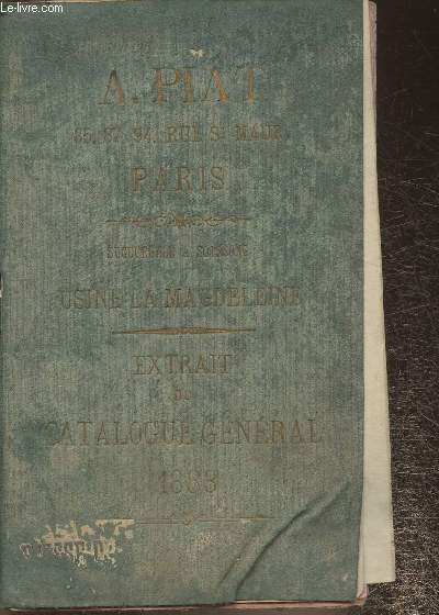 Extrait du Catalogue gnral des engrenages et pices dtaches - A. Piat- Novembre 1883