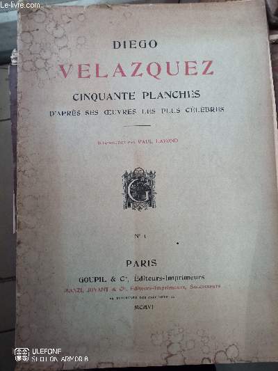 5 volumes/Diego Velazquez- Cinquante planches d'aprs ses oeuvres les plus clbres- N1  5