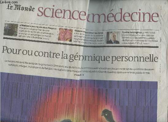 Le Monde- Science & mdecine- Pour ou contre la gnomique personnelle/ Mercredi 6 mai 2015