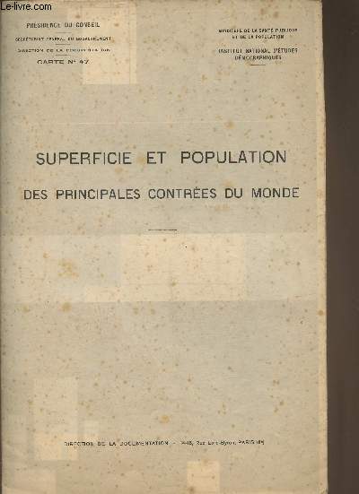 Superficie et population des principales contres du monde-1950