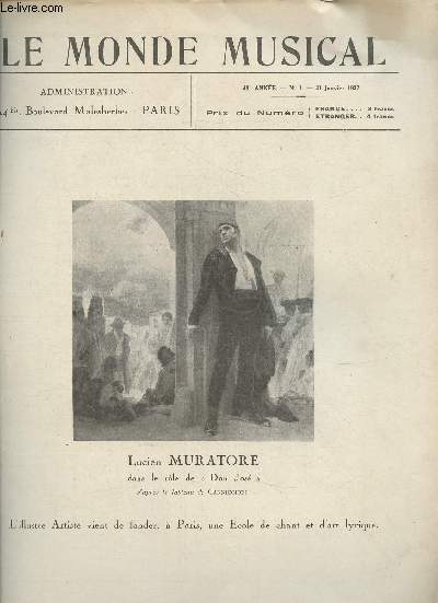 Le monde musical- 4e anne, n1- 31 Janvier 1937