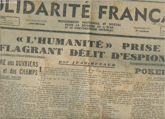 Journal de la Solidarit franaise n34, 2e anne- Samedi 13 avril 1935