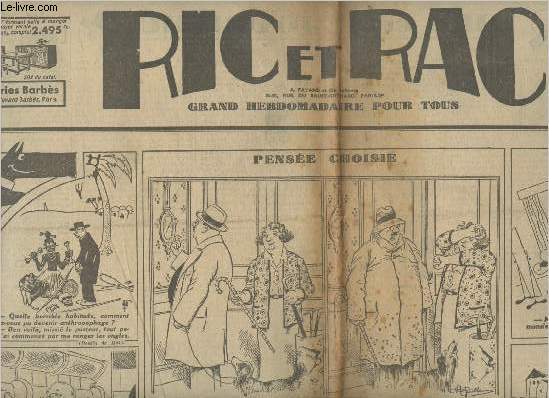Ric et Rac n208, 4e anne- Samedi 4 mars 1933-Sommaire: Pense choisie- La brinvilliers- La fragilit du bonheur- Ric et Rac chez Pantagruel- Flicit- etc.