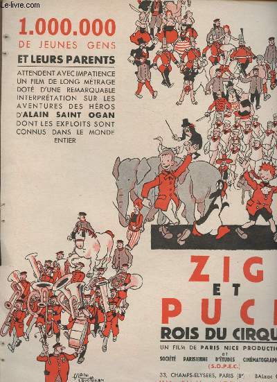 Brochure/Zig et Puce, rois du cirque- film de Paris Nice productions et société d'études cinématographiques