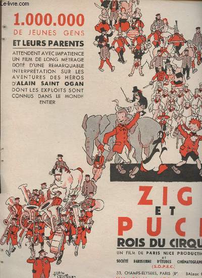 Brochure/Zig et Puce, rois du cirque- film de Paris Nice productions et socit d'tudes cinmatographiques