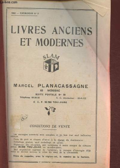 Catalogue n2- Livres anciens et modernes/ Chez Marcel Planacassagne